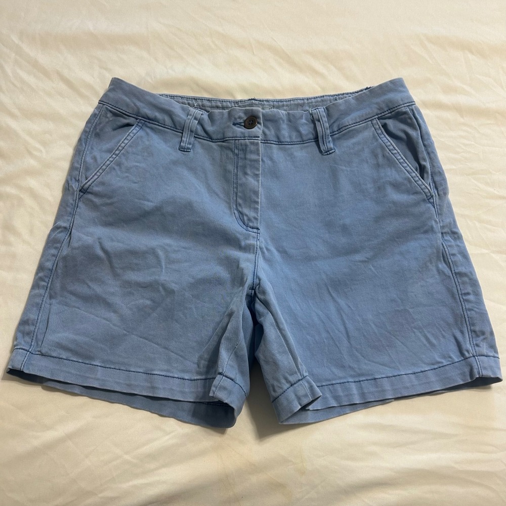 Land 'N Sea Womens Blue Chino Shorts Size 8 Stretch Cotton Mid Rise 5 Inseam